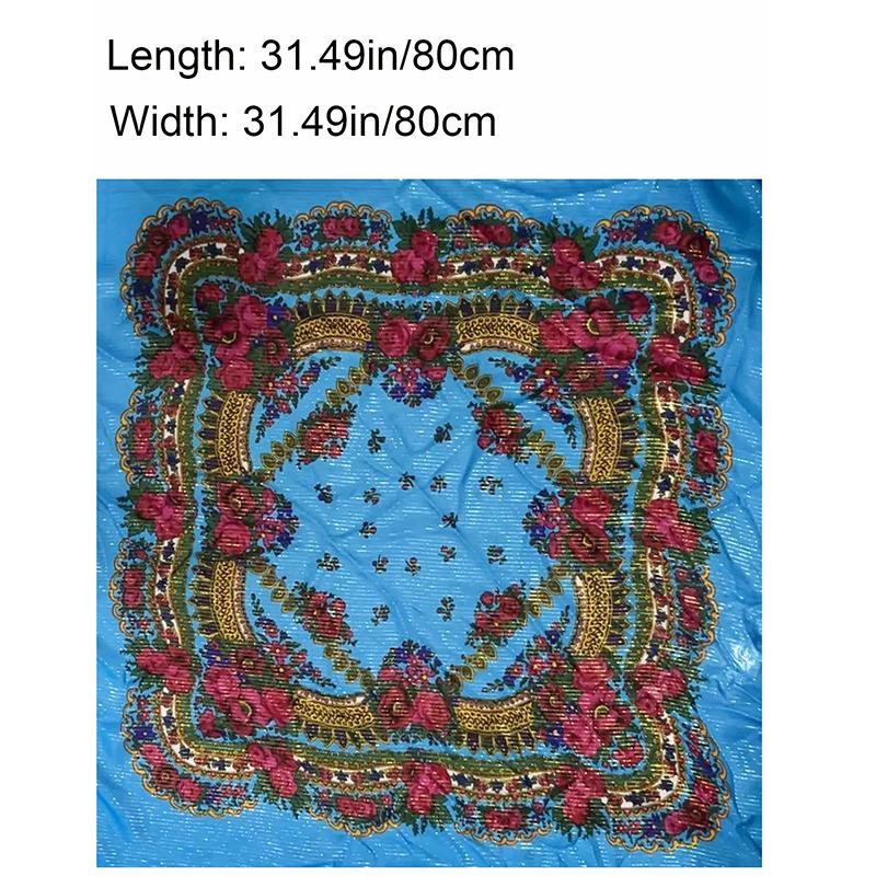 80*80Cm Square Fashion Scarf Women Floral Print Cotton Bandanas Lady Scarves Headband Accessories Handkerchief Shining Hijab