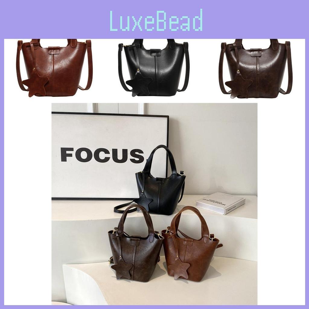 Stylish Large Capacity Bucket Bag For Women 2024 Trendy Pu Leather Shoulder Tote