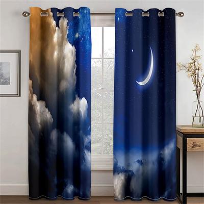 Belles Nuit Romantique Nuit Étoilée Rideaux Adaptés Pour Chambre d'Enfant Salon Chambre à Coucher Balcon Fenêtre Décor 2 Panneaux