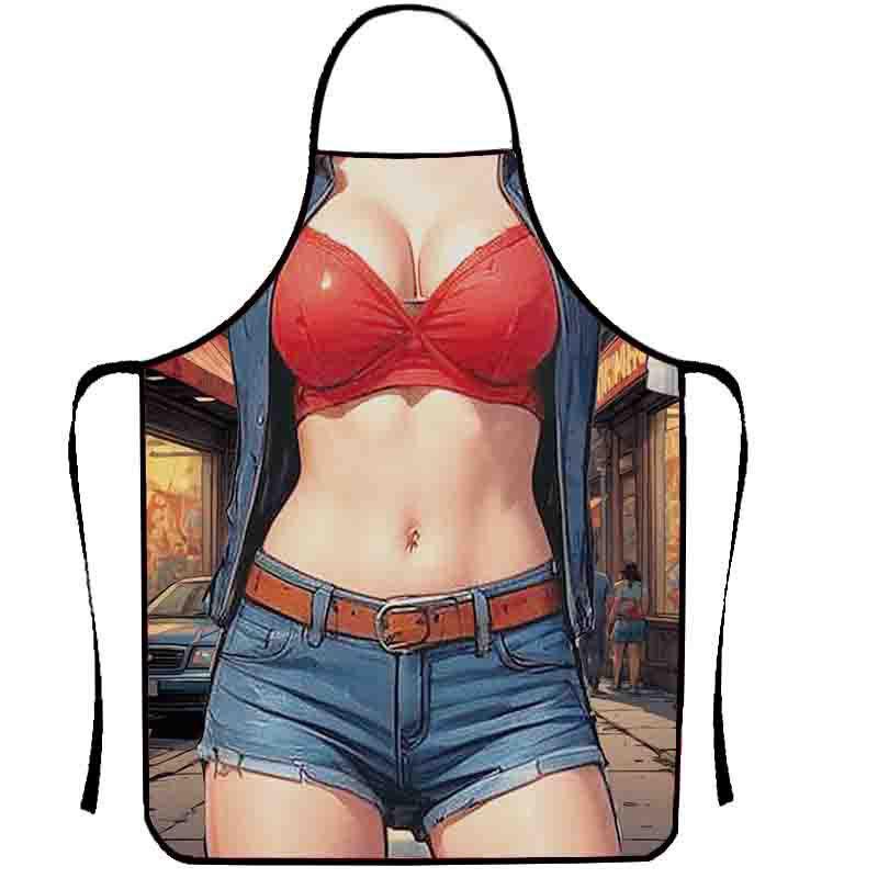 1pc Cooking Apron Funny Kitchen Stain-proof For Women Aprons Man BBQ Cleaning Sexy Women's