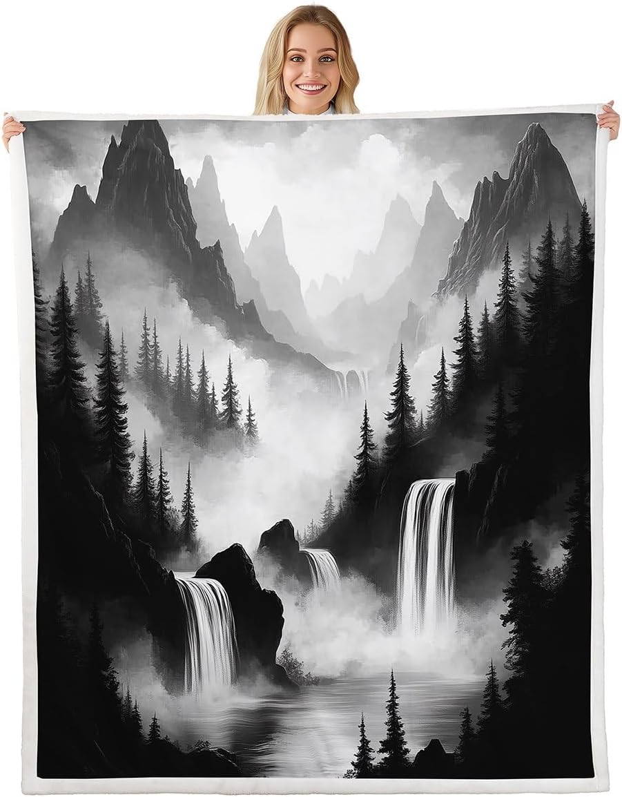 

GUOYU Blanket Tree of Life Bed BlanketCouple Grey Red Splicing Blanket for Room DecorJapanese Style Natural Scenery Fleece Blanket for Kids 75x100cm (30x40inch)