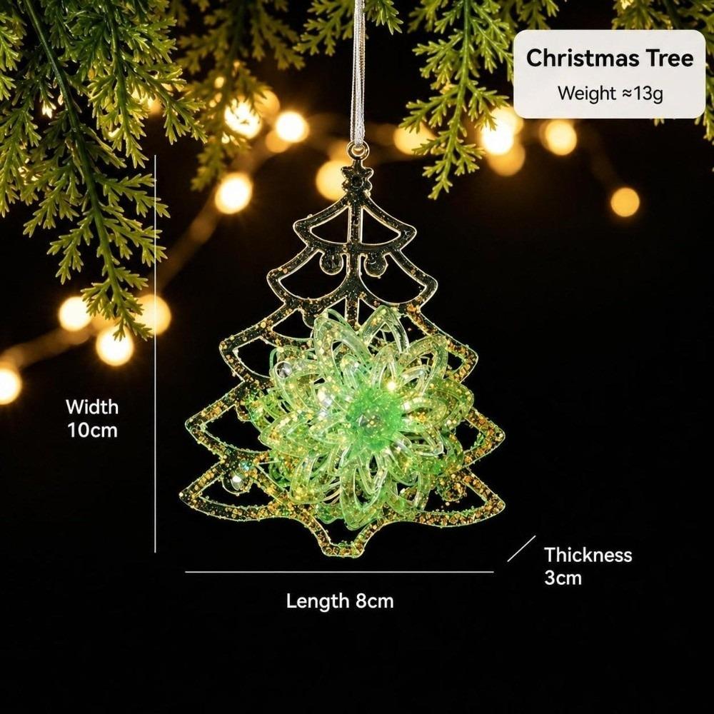 Semi-Green Christmas Snowflake Ornament Glitter Dust Finish Snowflake Shape Snowflake Hanging Ornament Transparent Hanging Style