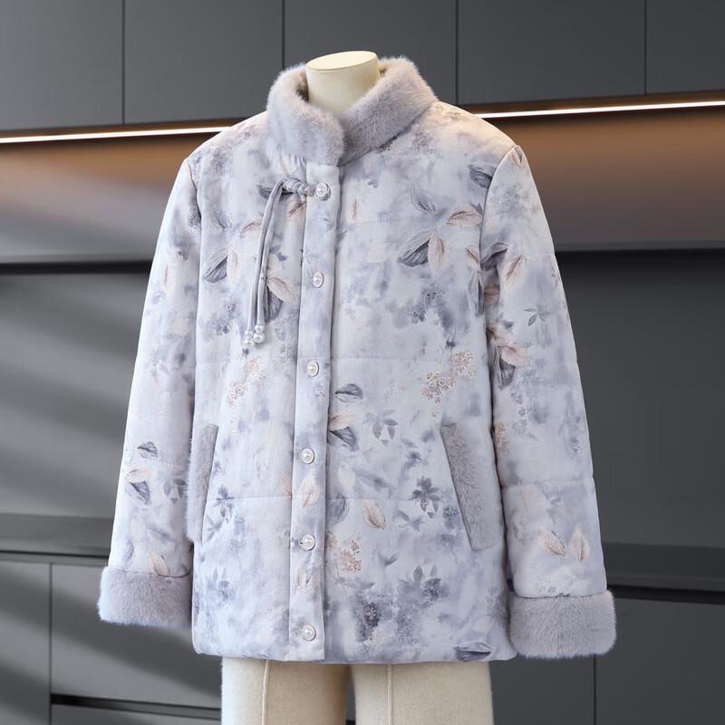 Women's Floral Padded Winter Jacket with Fleece Lining