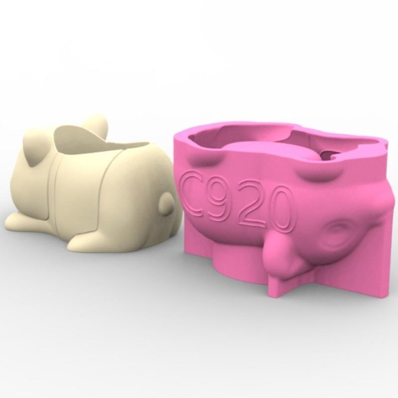 Gardening Pots Mold Succulent Plant Pots Mould Animal Shape Silicone Concrete Casting Mold for Epoxy Resin and Pen Holder