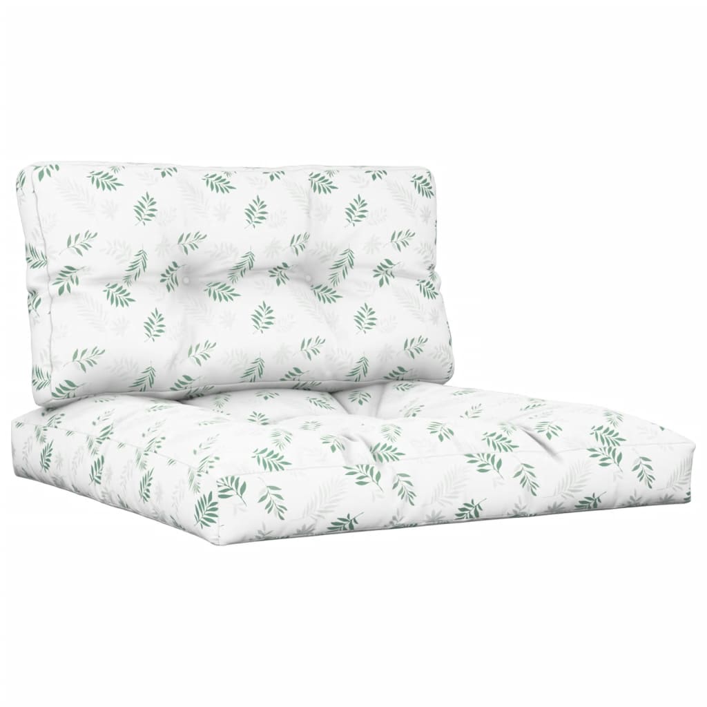 2 Piece Pallet Cushions with Leaf Pattern Fabric