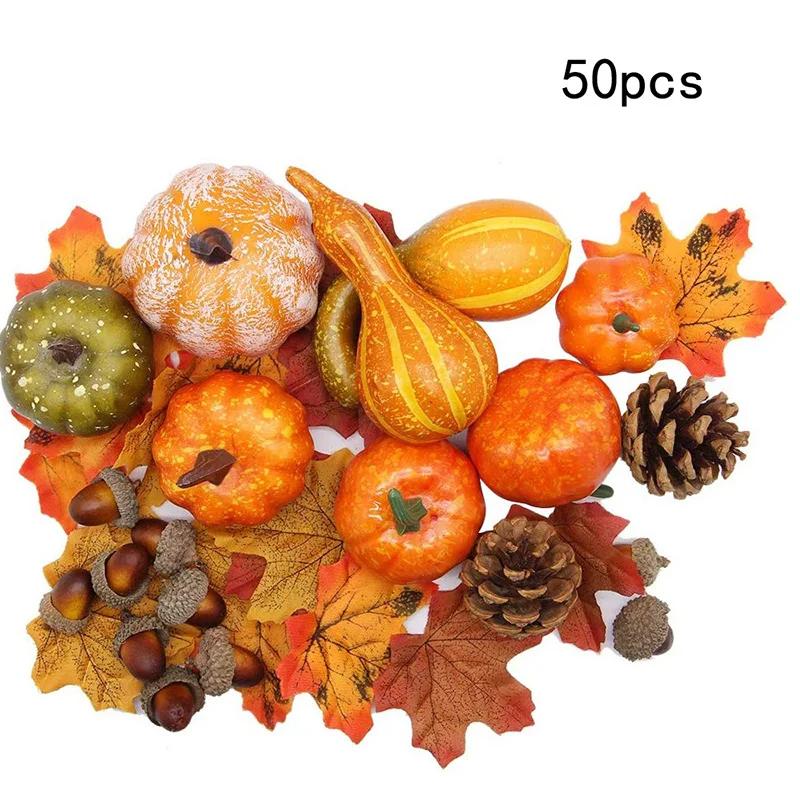 50Pcs Artificial Pumpkin Halloween Decorations For Home Mini Fake Pumpkin Autumn Harvest Party Thanksgiving Ornament Props Decor