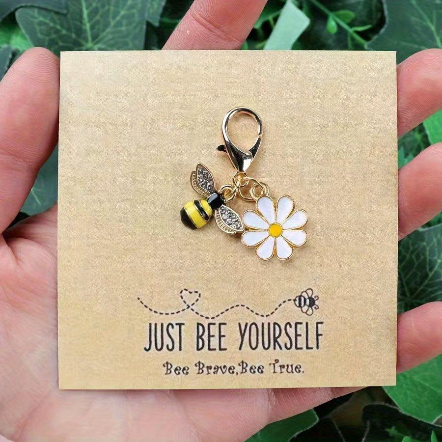 10 Stück Sei einfach du selbst Positives Aufmunterungs-Geschenkset, Enthält 10 Aufmunterungskarten und 10 Bienen-Schlüsselanhänger. Süßes Freundschaftsgeschenk