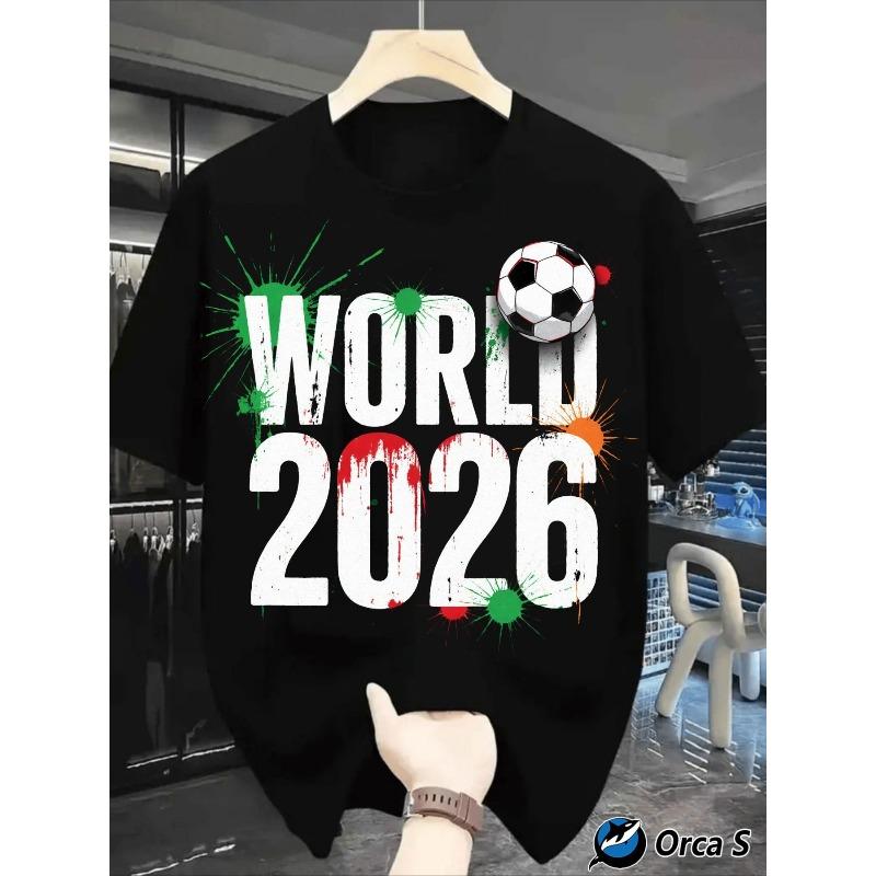 

Men s Soccer-Themed Round-Neck Casual Summer Printed T-Shirt: Breathable, Stylish, Soft, And Comfortable 4XL чорний