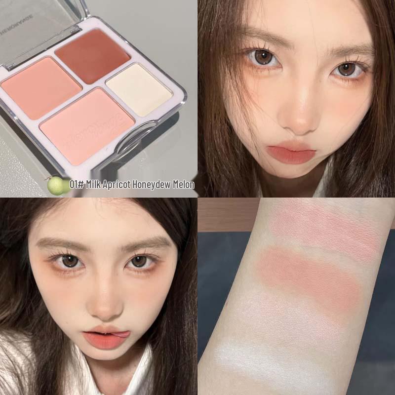 HERORANGE Heart-to-Heart Blush & Highlighter Palette - Natural Face Brightening & Contour.