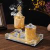 Decorative Wind Resistant Incenses Burners Set with Tray Storage Jar and Tongs Arabic Styles Fragrances Diffuser Gift