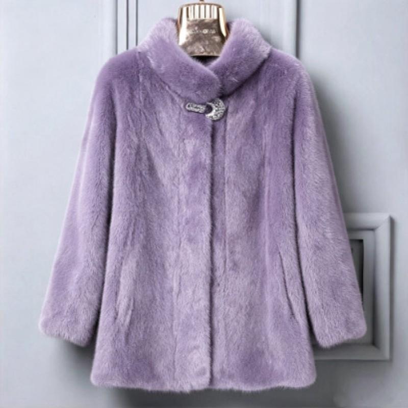 Womens Mid-Length Faux Fur Coat Hooded Thick Warm Winter Outerwear Plus Size Mink Jacket