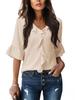 2026 Spring/Summer European & American V-neck Pleated Ruffle Loose Top