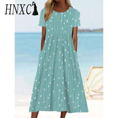 Women's Fashion Summer Spring Short Sleeve O-Neck Casual Dresses
