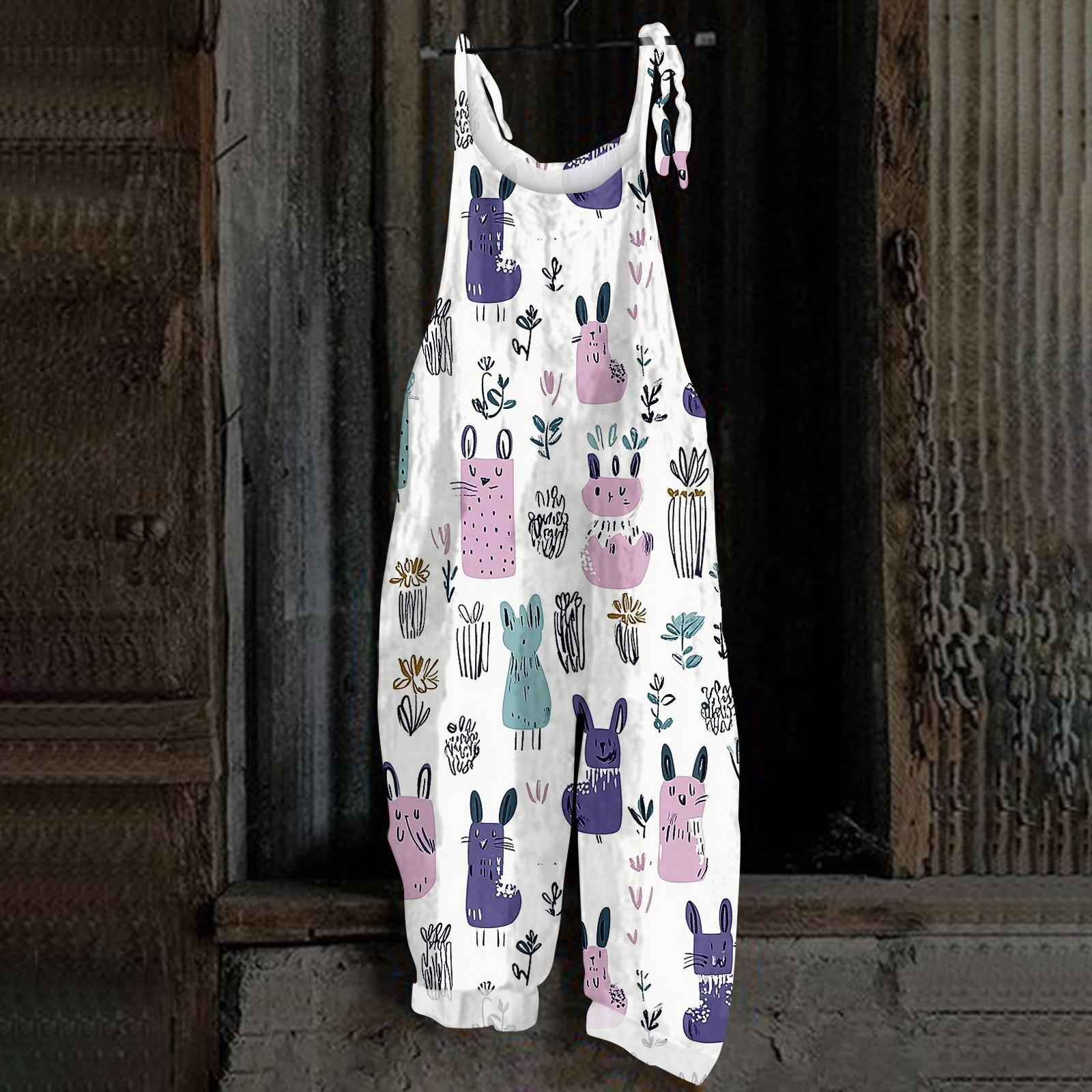 

Женский комбинезон с рождественским принтом, повседневный свободный винтажный комбинезон из хлопка и льна M