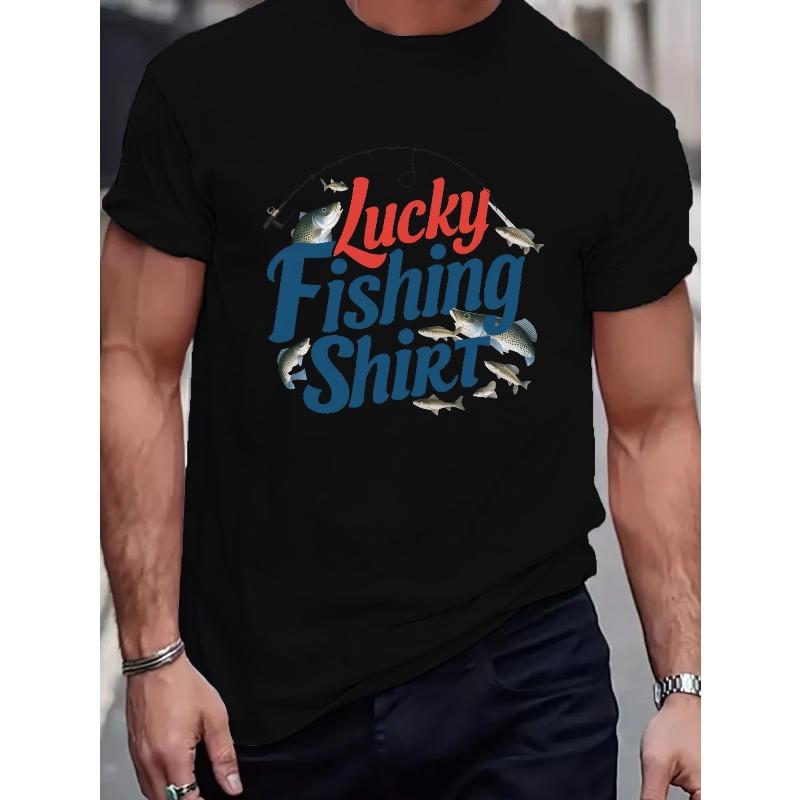 

European sizes Lucky Fishing Shirt Fitted Men s T-Shirt, Sweat-wicking and Freedom of Movement 4XL