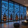 Outdoor Glass Ornament 4Pcs Halloween Static Window Stickers, PVC Waterproof Decals for Doors, Haunted House Easy Application Bat Spider Web