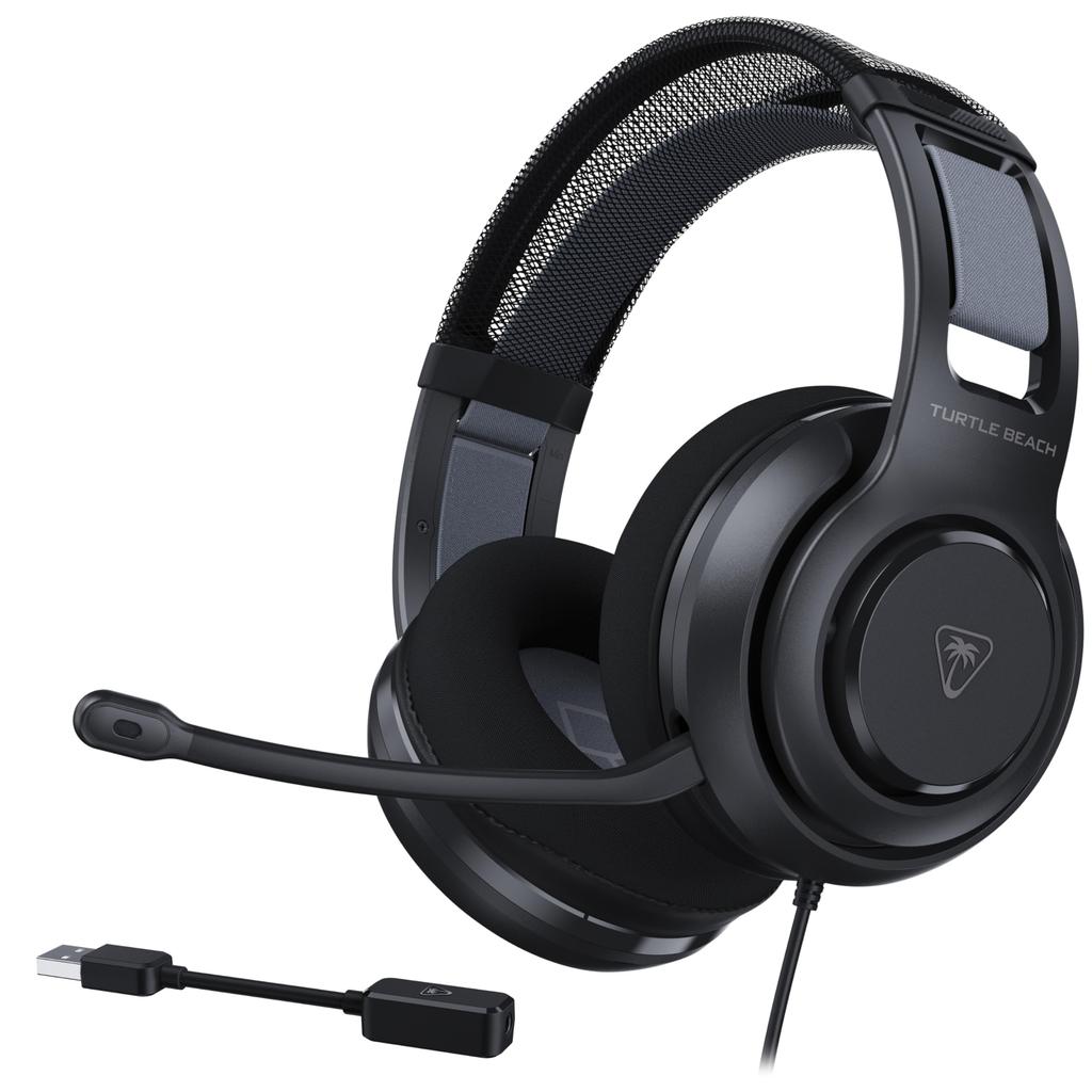 TURTLE BEACH Atlas 200 Black Wired Gaming Headset with USB Connection for and PS4 50mm Waves 3D Foldable Unidirectional Memory Foam Ear Cushions PC,