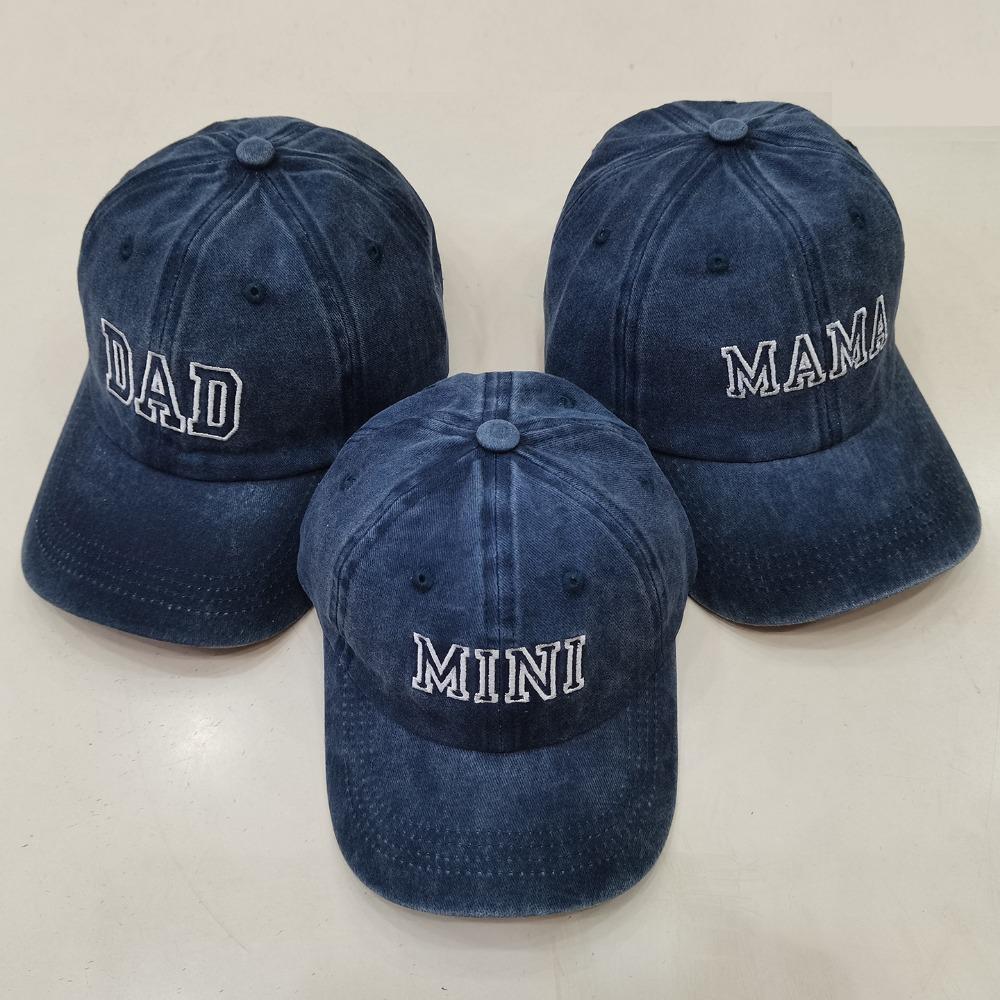 Modische gewaschene Baumwoll-DAD MAMA MINI Stickerei Kappen Verstellbare Vintage Baseballkappe Atmungsaktiv Eltern-Unisex Baseballmützen Geschenke