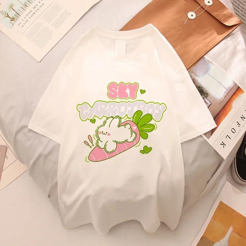 Rock Puppy Couple Clothing Rabbit Kawaii Women's T-shirt Y2k Fashion Blouse Harajuku Streetwear Cat Print Tops Women Clothing