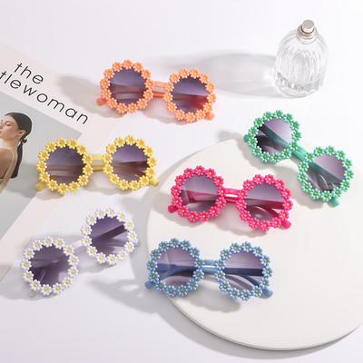 Neuheit Sonnenschutz Party Festival Runde Rahmen Sonnenbrille Kinder Gänseblümchen Sonnenbrille Blume Sonnenbrille