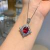 Jewelry Popular Simulation Red Glass Pendant Necklace Main Stone 10 * 12 Ring 8 * 10 Set