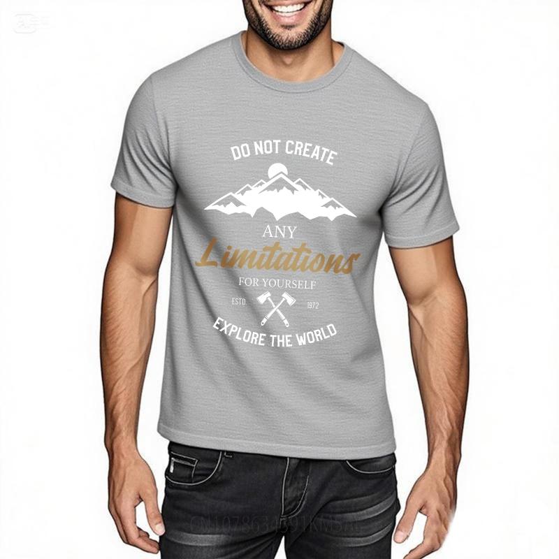 Graphic Summer For Her Tshirt Do Not Create Any Limitations For Yourself Explore The World Short Sleeve Solid Color ONeck