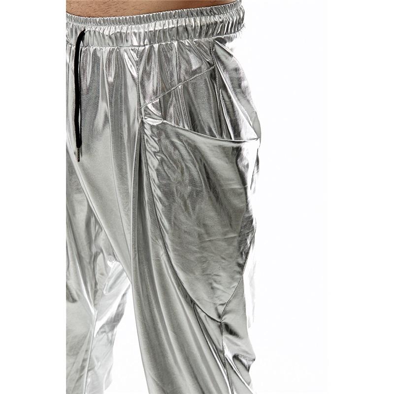 Módní Lesklé Zlaté Metalické Jogger Tepláky Hip Hop Ležérní Kapsy Cargo Kalhoty Disko Taneční Párty Festival Ples Streetwear