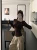 Apricot Floral Slimming Long Sleeve T-shirt - Chic & Warm Women's Inner Layer Top