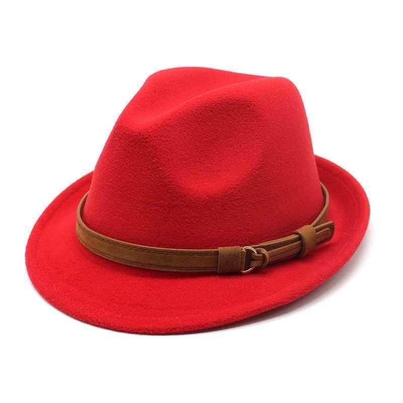 British felt hat woolen top hat gentleman's hat rolled brim belt classic jazz hat panama hat tide self-operated