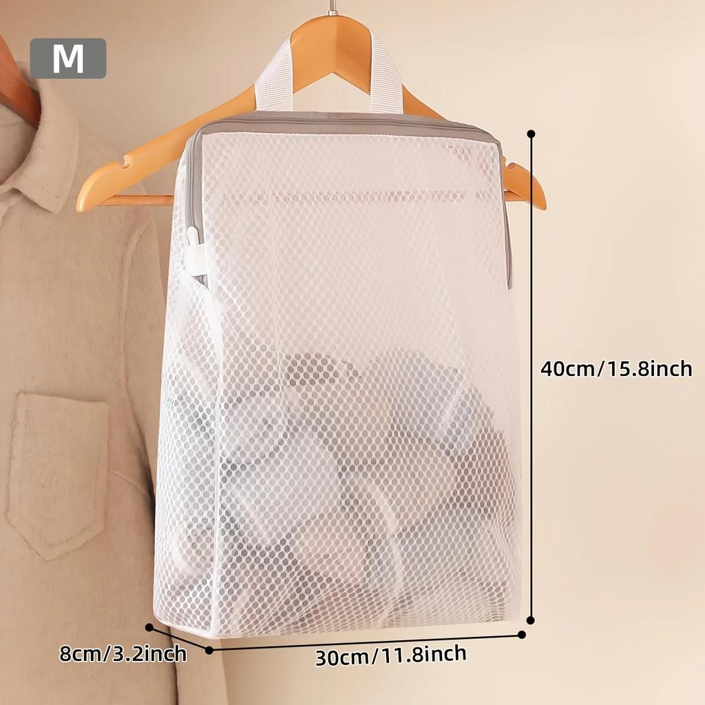 1pc Honeycomb Mesh Laundry Bag with Zipper - Wall-Mounted, Multi-Functional Clothes Storage Organizer for Bedroom & Bathroom