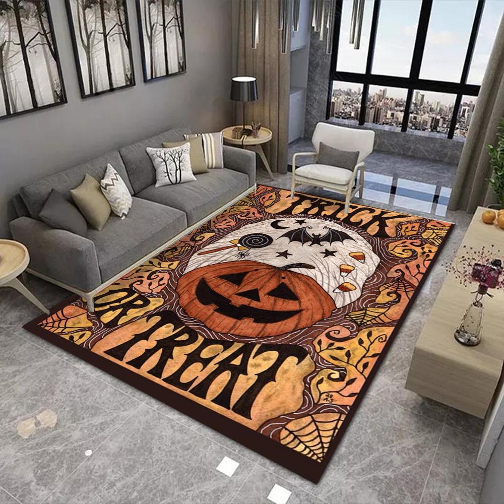 Halloween Pumpkin Print Area Rugs Anti Slip Machine Washable Carpet Bedroom Living Room Bathroom Dormitories Floor Mat