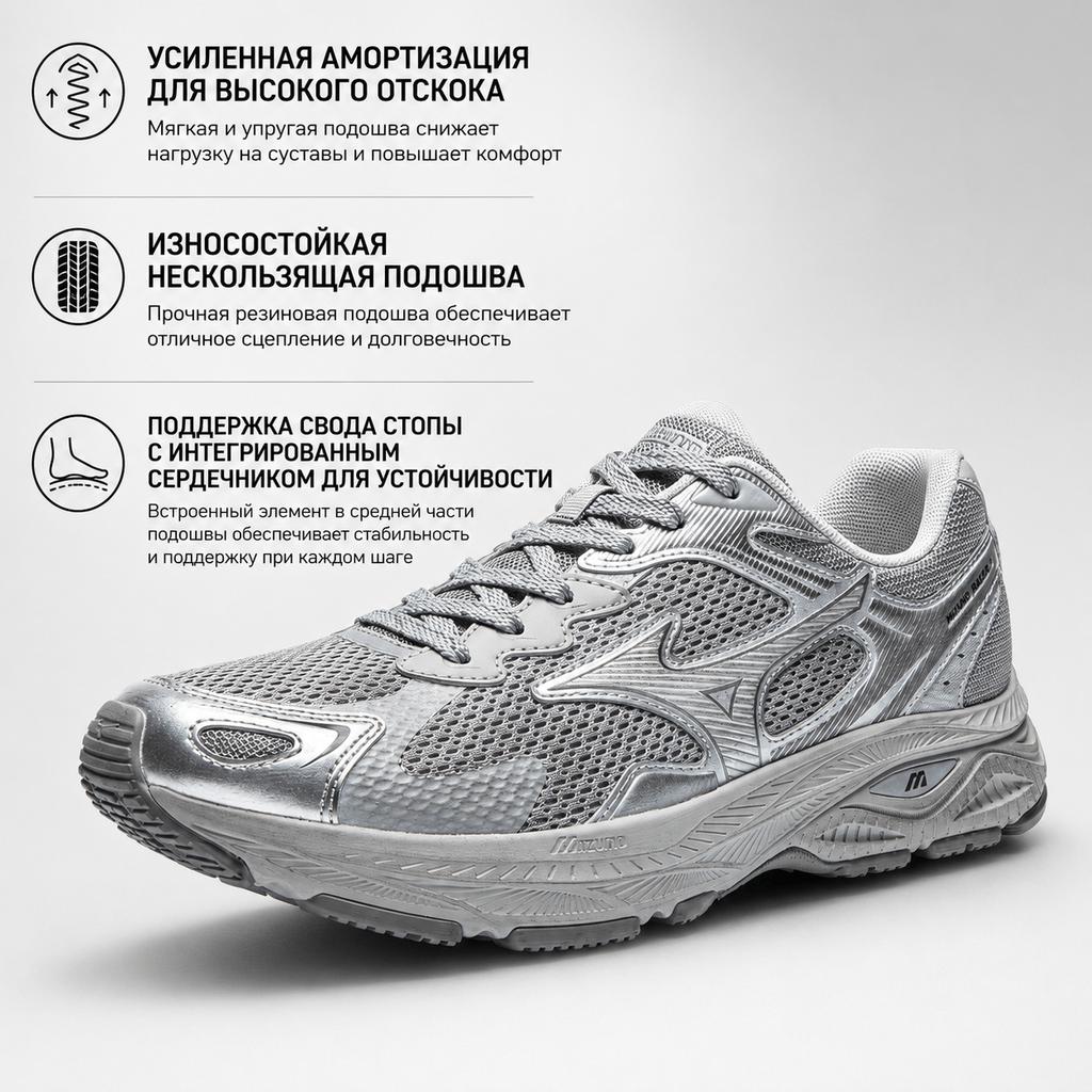 Mizuno Racer S Retro Trend Sports Comfortable Breathable Thick Sole Non-Slip Wear-Resistant Low-Top Running Shoes Unisex Sneaker Cloud-Gray D1GH253516