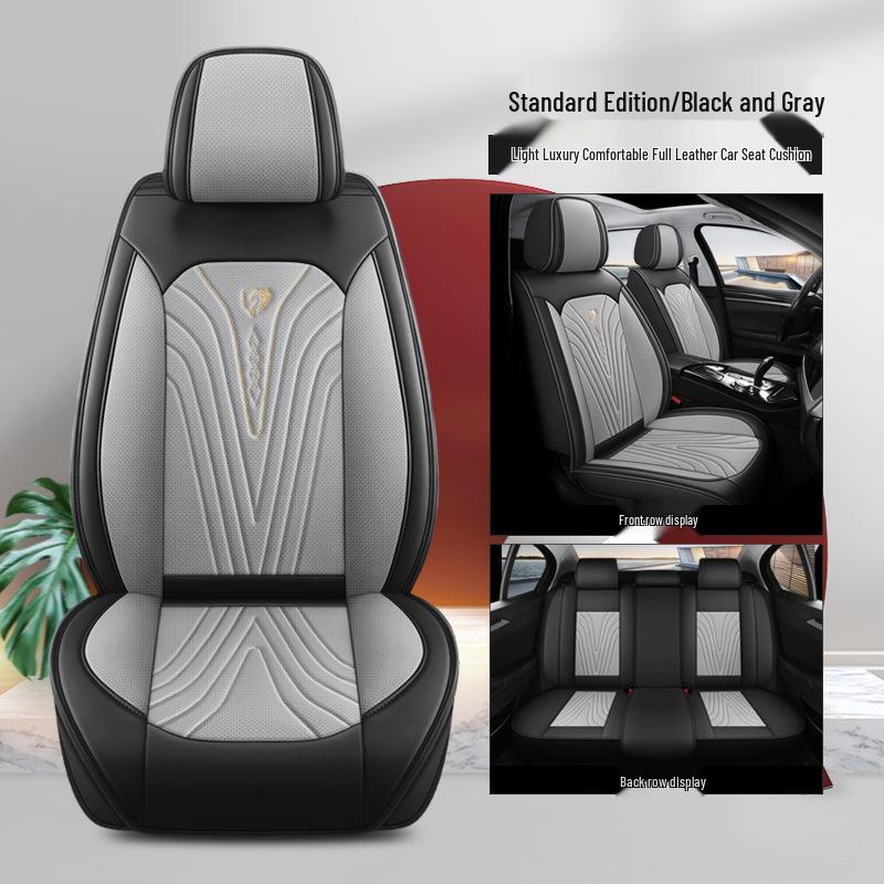 Breathable Perforated Leather Car Seat Cushion - Universal Full Coverage for All Seasons