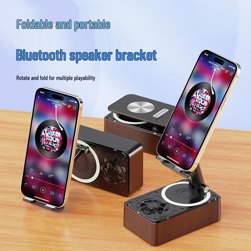 360° Rotating Phone Holder & Bluetooth Speaker - Desktop Stand with High-Quality Sound