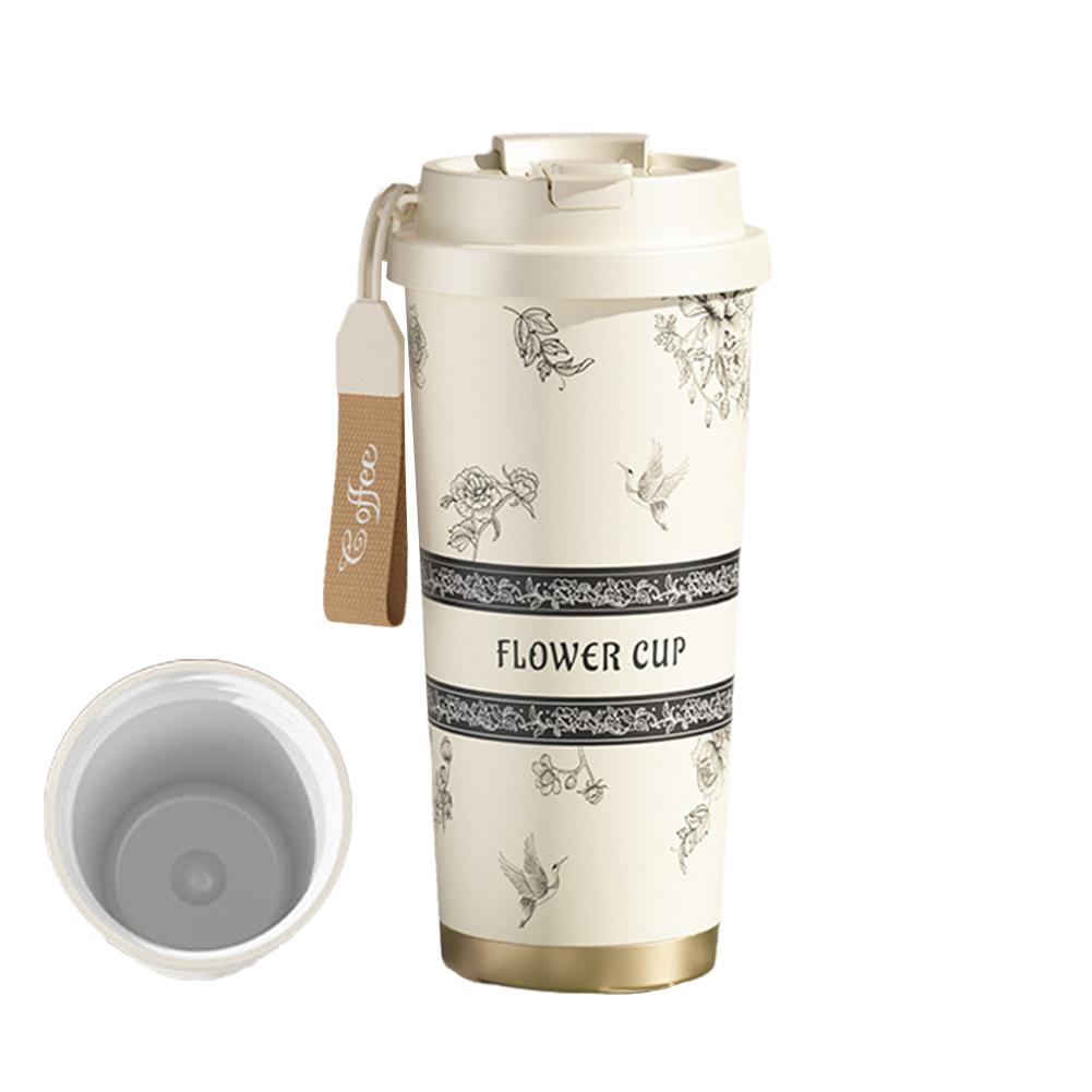 Lily of the Valley Ceramic Liner Coffee Cup For Girls Double High-end Drinking Cup Steel Gift H K3M4