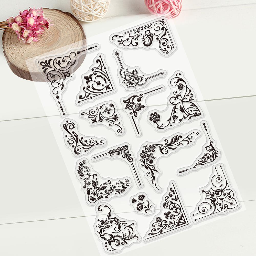 PVC Plastic Stamps for DIY Scrapbooking Photo Album Decorative Cards Making Stamp Sheets Flower Pattern 16x11x0.3cm