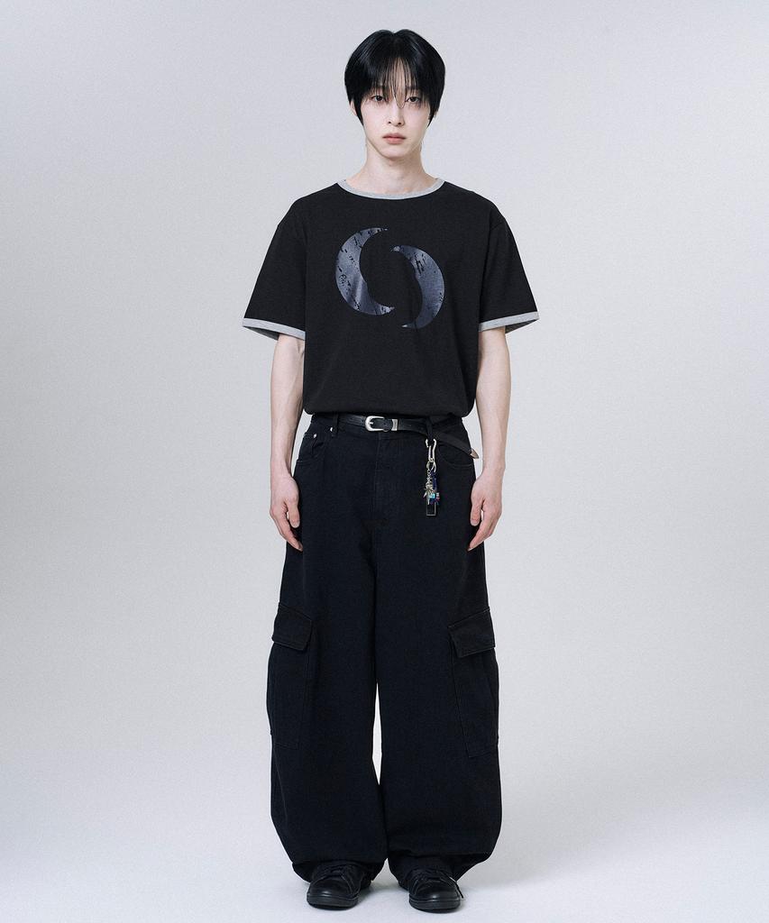 Mubeun Curved Wide Cargo Pants Black