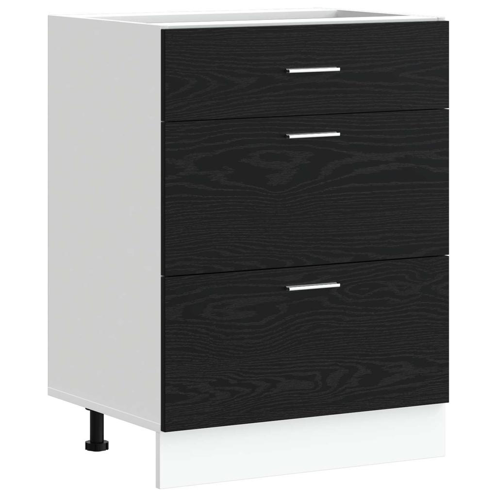 Kitchen Base Cabinet Black Oak Look 60 x 46 x 81.5 cm