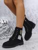 2024 Plus Size Women's Autumn Chunky Heel Round Toe Martin Boots - British Style Short Boots