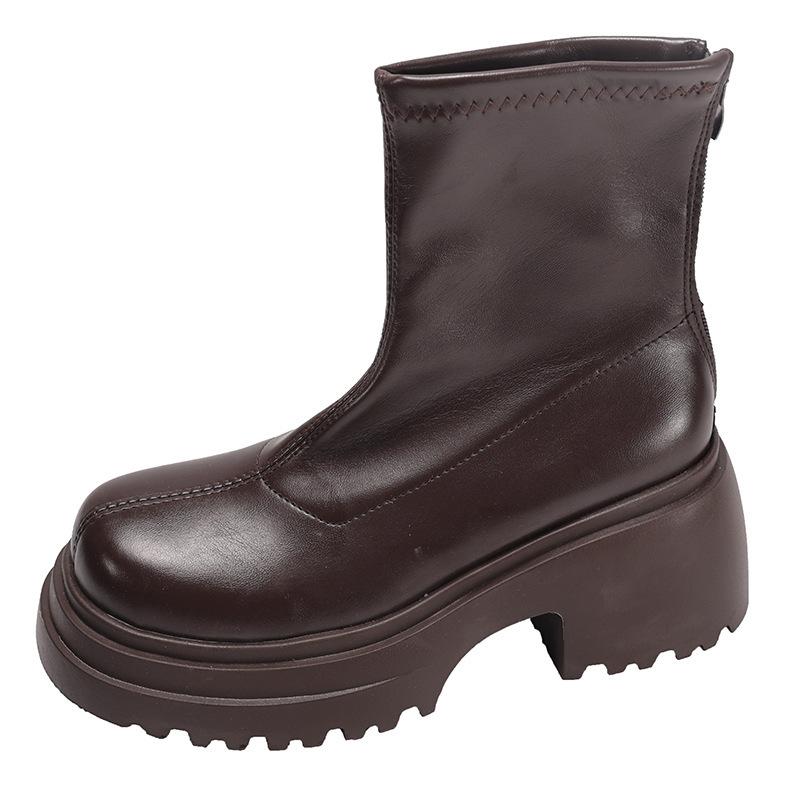British style small man black thick-soled western cowboy boots women's 2025 new autumn retro thick heel Martin boots