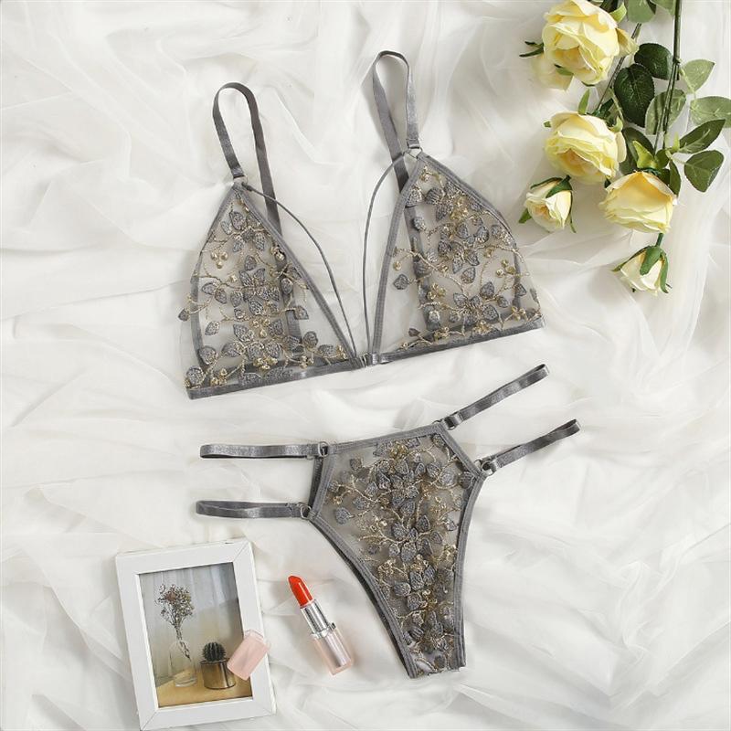 Weiblicher sexy Spitzen-BH, nahtlose Unterwäsche, Bralette, Dessous, ultradünner BH und Slip-Sets