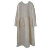 Johnature Women Vintage Winter Dresses Warm Thick O-Neck Long Sleeve Pockets Female Robes High Waist Dresses