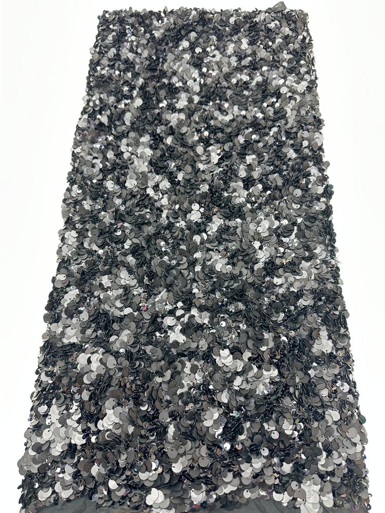 5+7+9mm Sequins Lace Fabric Fashion Design Handmade Embrordered Net Lace with Full Sequin Fabric for Party Evening Dress Cloth