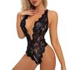 Crotchless Lace Bodysuit – Erotic Lingerie Set with Deep V Open Bra, Adjustable Straps for Women & Couples, Boudoir Outfit