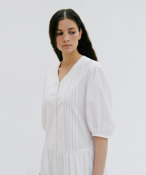 Depound Pintuck Midi Dress [White]