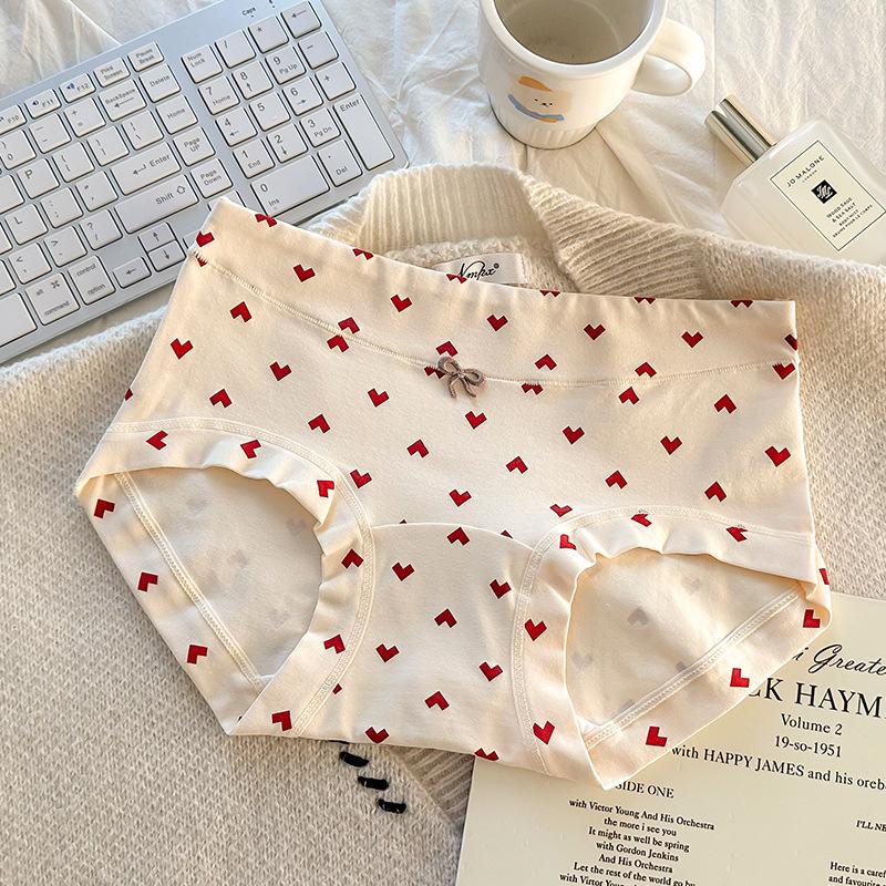 Female Spring and Autumn Vintage Red Pure Cotton 10A Antibacterial Extension Pure Cotton Briefs