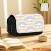 1pc Rainbow Sky Great Dane 2D Flat Printing [] Double-Layer Flip Black Pencil Case - Back-To-School Essential Pencil Box, Daily Multi-Functional Makeu