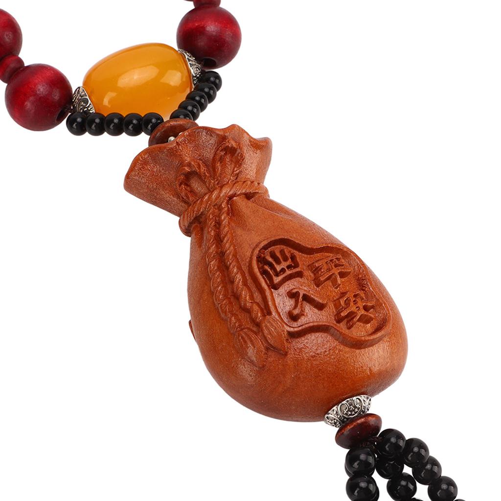 Car Pendant Engraving Peach Wood Safe Travel Chinese Pattern Lucky Bag Feng Shui Decoration for Rearview Mirror