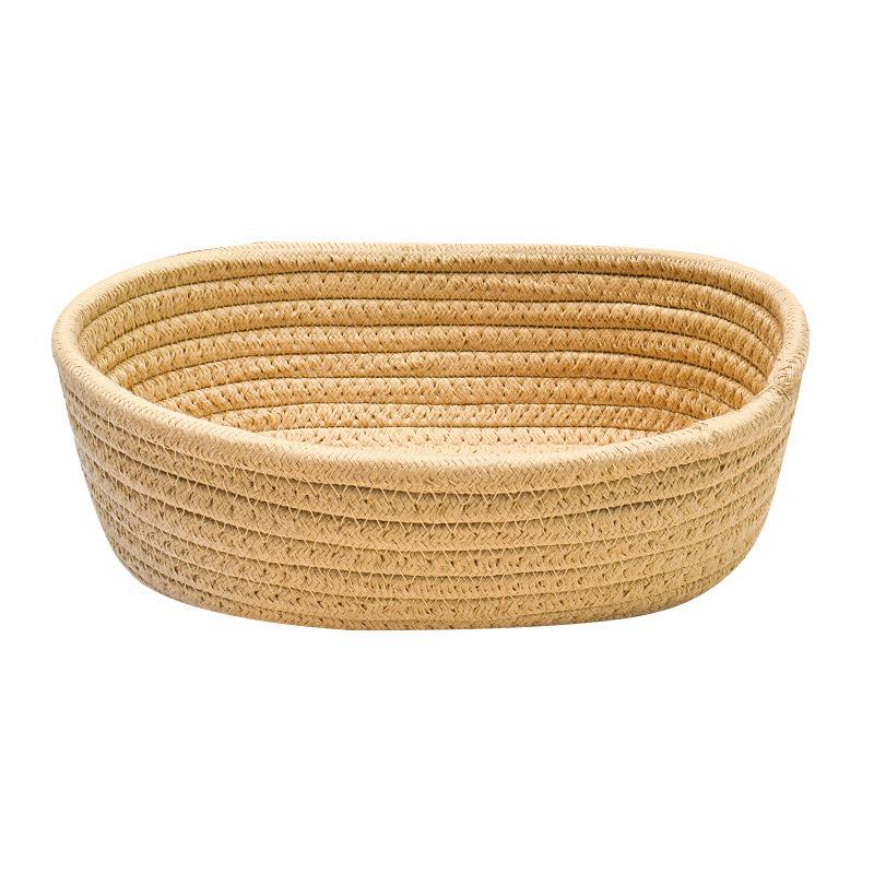 Nordic Minimalist Woven Cotton Rope Storage Basket - Round & Oval Options for Desktop, Ornaments, Bedside Storage