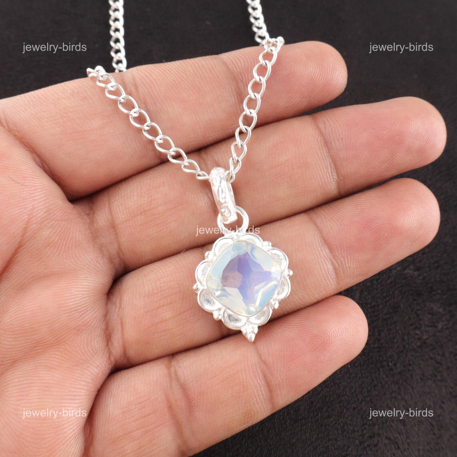 

Подушка Октябрь Молочный Опал Камень Стерлинговое Серебро Подарок на День Рождения Свадебная Подвеска PP-2-14